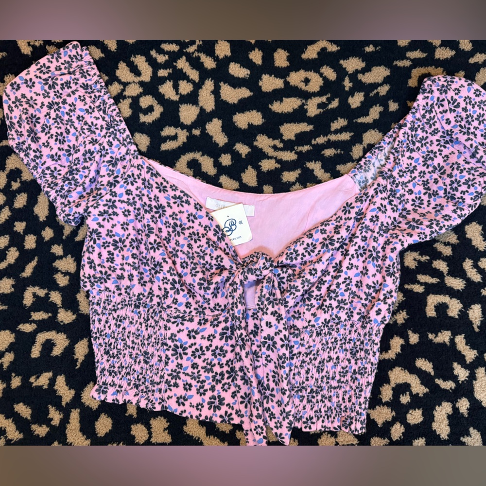 NWT Pink Floral Crop Top